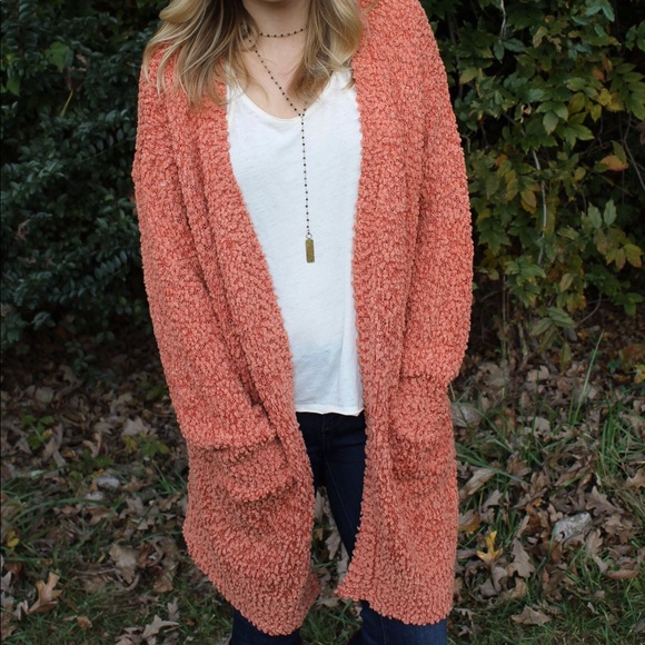 Listicle Sweaters - Fuzzy textured cardigan